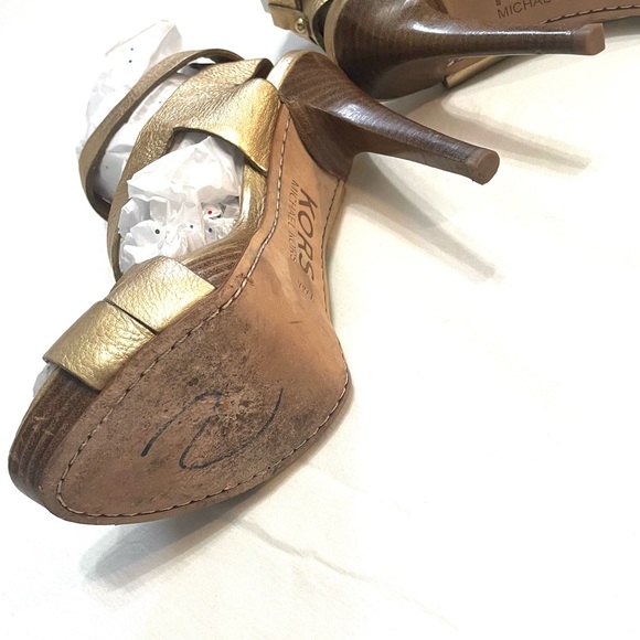 MK Gold Platform Strap Stilettos With Ankle Buckles Size 7 1/2 - Picture 8 of 13